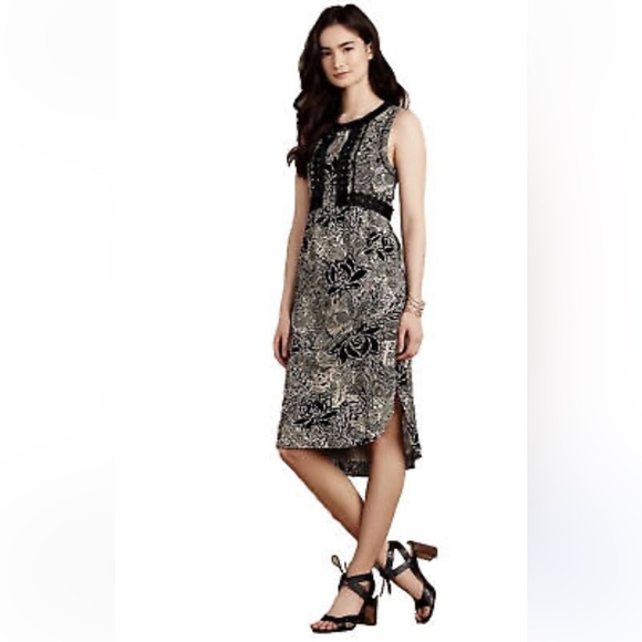 HOLDING HORSES Anthropologie Saraja Fringe Black Sleeveless Slip Dress Size 4 - Picture 1 of 9
